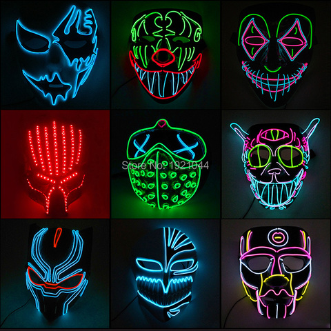 35 Style New Halloween Party Mask Glowing Carnival LED Mask for Party Multicolor Luminous Mask Halloween Decoration ► Photo 1/6