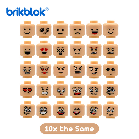 10 Mini Head Lot Heads Face Skin color Bricks for Custom Figures MOC Building Blocks Toys Construction Toy for Children ► Photo 1/4