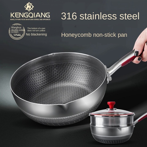 Pots and pans set Cast iron cookware non stick wok pan 316 stainless steel household frying pan with Gas-fired induction cooker ► Photo 1/6