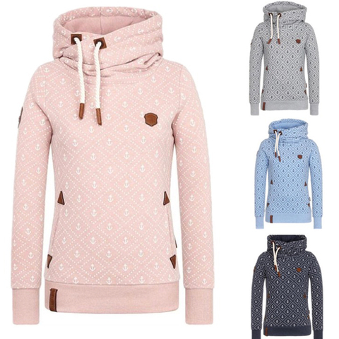 Anchor Print Plus Size Hoodies Women 5xl Poleron Mujer 2022 Korean Street Pocket Sweatshirt Drawstring Slim Fit Hipster Hoodie ► Photo 1/6