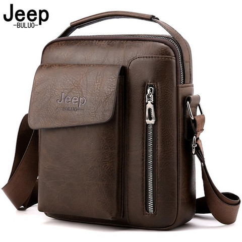 JEEP BULUO  Vintage Crossbody Bags High Quality Male Bag PU Leather Handbag Capacity Men Messenger Bags Casual Men Shoulder Bag ► Photo 1/6