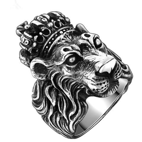 Vintage Stainless Steel Crown Lion Rings for Motorcycle Party Steampunk Domineering Boss Biker Rings for Men Jewelry ► Photo 1/5