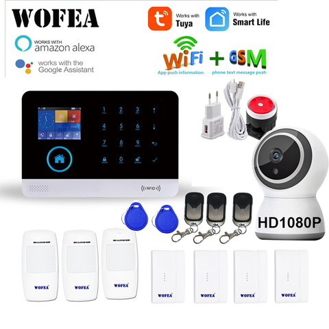 WOFEA Wireless WIFI GSM Alarm System RFID Burglar Security LCD Touch Keyboar Tuya Smart & Smartlife APP Work Alexa & Google Home ► Photo 1/6