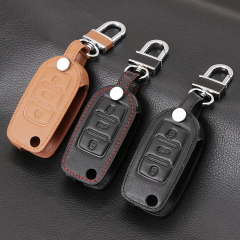 Leather Car Key Case For Volkswagen VW Passat CC POLO Golf  jetta tiguan Gol CrossFox Plus Eos Scirocco Beetle For Skoda Octavia ► Photo 1/6