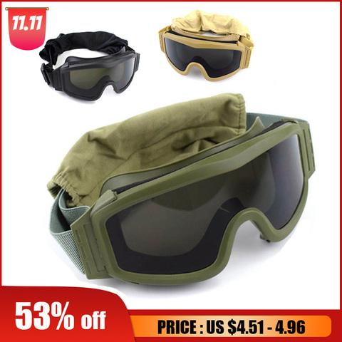 3 In 1 Tactical Glasses Military Shooting Black Tan Green Tactical Goggles  Military Shooting Sunglasses