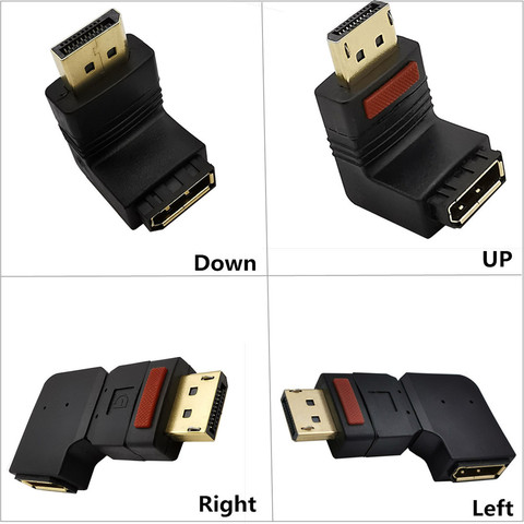 UP Down Left Right Displayport adapter Right angled DP adapter 4k/60Hz pass through 90 degree Angle Displayport 1.4 converter ► Photo 1/5