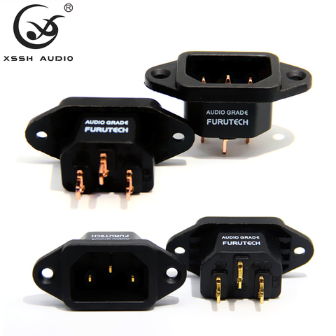 4pcs XSSH Audio YIVO T1 DIY HIFI Brass Plating Gold Red Copper Male IEC Inlet Power 3 Pin Socket AC 250V 10A Elecrtric Plug ► Photo 1/6