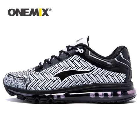 ONEMIX Fashion Running Shoes for Men Sneakers Air Cushion Leather Jogging Footwear Outdoor Walking Fitness Trainers Sports Shoes ► Photo 1/6