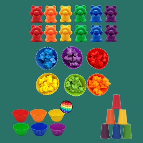 Children Montessori Toy 1 set Boxed Counting Bear Montessori Educational Cognition Rainbow Matching Game Educational Toys Gifts ► Photo 1/6