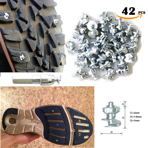 42pcs Shoes Spikes Bicycle Tyre Boots Motorbik Car Snow Studs for Fatbike Screw in Wheel Lugs Winter Outdoor Fishing Goujons ► Photo 1/6