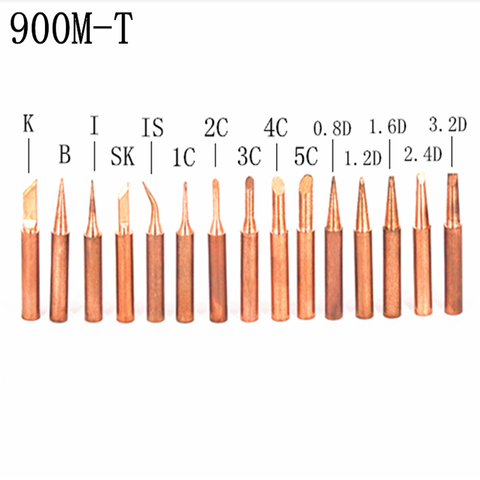 15kinds 10pcs/lot Pure Copper Soldering Iron Tips Kit 900M-T Series Lead-free Welding Head for Soldering Rework Station Tool ► Photo 1/6