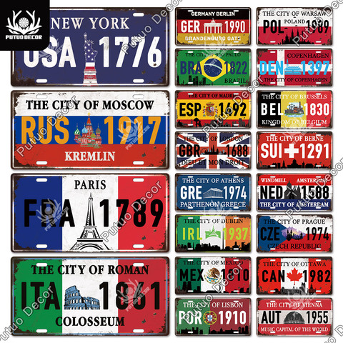 Putuo Decor Rust Wall Country Metal Sign Tin Sign Licenses Plate Decor Plaque Metal Vintage Man Cave Bar Pub Club Decoration ► Photo 1/6