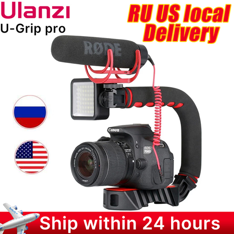 Ulanzi U-Grip Pro Triple Shoe Mount Video Stabilizer Handle Video Grip Camera Phone Video Rig Kit for Nikon Canon iPhone X 8 7 ► Photo 1/6