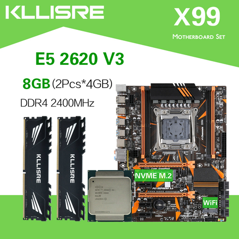 Kllisre X99 D4 motherboard set with Xeon E5 2620 V3 LGA2011-3 CPU 2pcs X 4GB =8GB 2400MHz DDR4 memory ► Photo 1/6