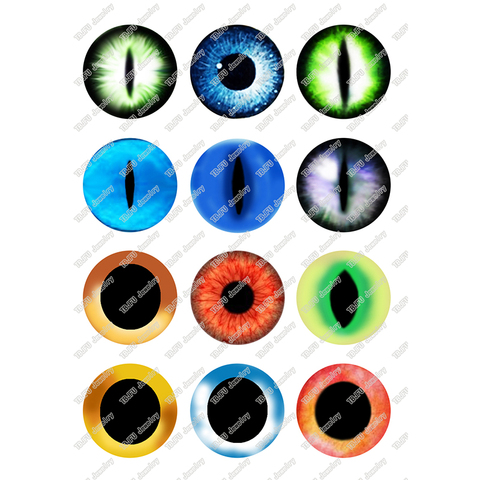 24pcs/lot New Arrival Photo 10/12/14/16/18/20/25mm Glass Cabochon Animal Eyes Image Round Pupil Cabochons for DIY Jewelry T108 ► Photo 1/3