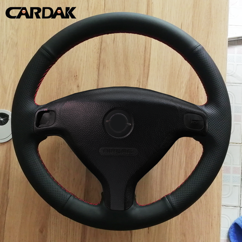 CARDAK Hand-stitched Black Artificial Leather Car Steering Wheel Covers Wrap for Buick Sail Opel Astra G H 1998-2007 Opel ► Photo 1/4