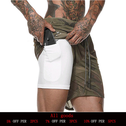 2022 Arrival Summer Double-Deck Men's Fitness Bodybuilding Breathable Quick Drying Short Gym Men Casual Joggers Shorts ► Photo 1/6