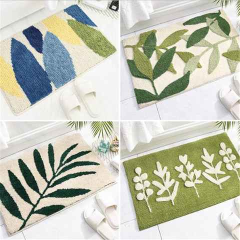 1PC Flocking Home Door Mat Feet Pads Green Plant Bathroom Bath Mats Toilet Bathtub Floor Pad Rug Absorbent Anti-Slip Carpets ► Photo 1/1