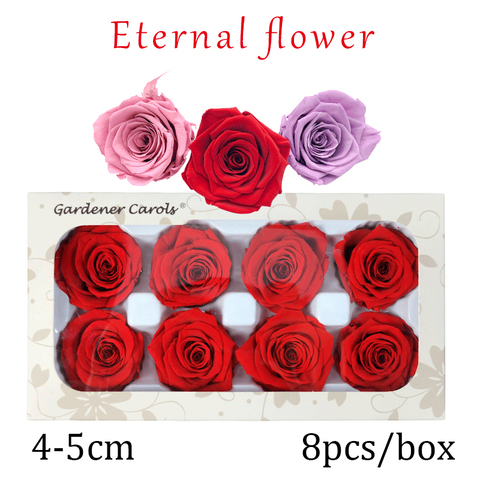 8pcs Preserved Flowers Rose Box Immortal Rose Eternal Life Natural