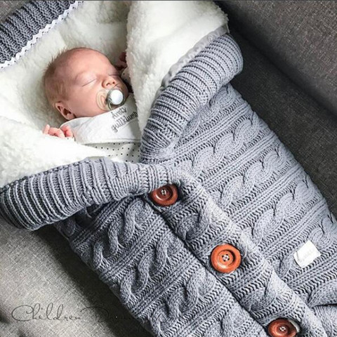 Warm Baby Blanket Knitted Newborn Swaddle Wrap Soft InfantSleeping Bag Footmuff Cotton Envelope For Stroller Accessories Blanket ► Photo 1/6