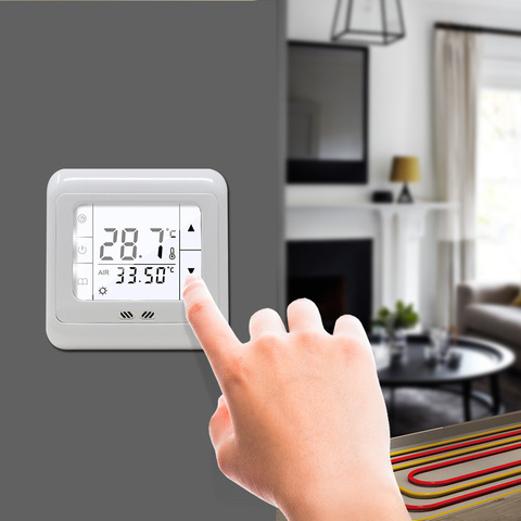 Digital Touch Screen Heating Thermostat Floor Heating Temperature Controller Auto Controller with White Backlight ► Photo 1/6