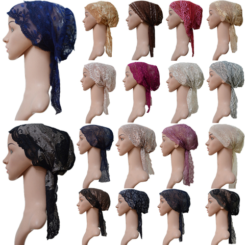 Muslim Women Lace Hijab Turban Beanie Bonnet Ninja Cap Underscarf Inner Hat Islamic Hair Loss Cover Under Scarf Headwear Wrap ► Photo 1/6