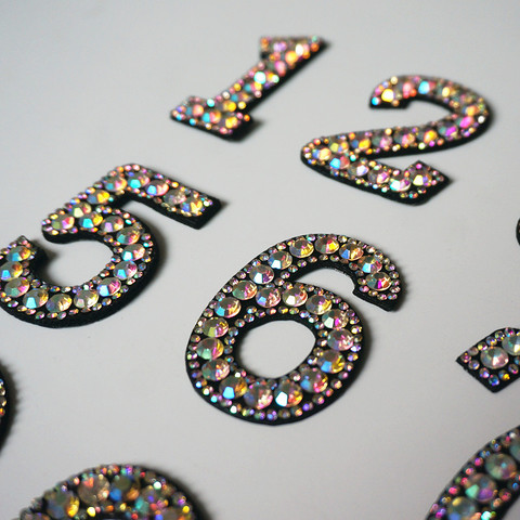 Rainbow Rhinestone 0-9 Number Arabic Numerals Sew Iron On Patch Badge Bag Hat Jeans Jackets Clothes DIY Applique Craft ► Photo 1/6