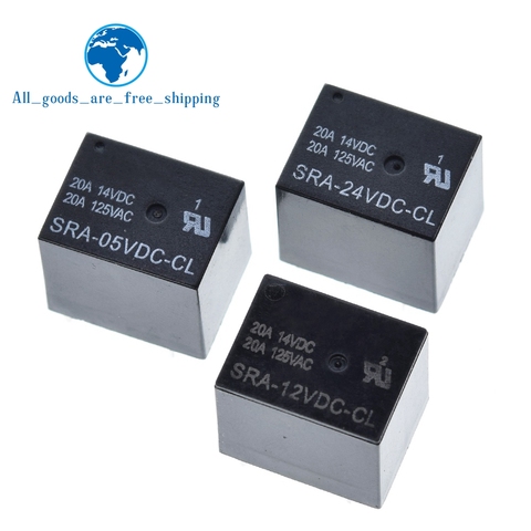 10Pcs 5V 12V 24V 20A DC Power Relay SRA-05VDC-CL SRA-12VDC-CL SRA-24VDC-CL 5Pin PCB Type In stock Black Automobile relay ► Photo 1/6