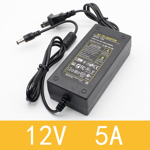 1pcs 12V5A New AC 100V-240V 60W Converter power Adapter DC12V 5A 2.1mm-2.5mm*5.0mm DC Plug Power Supply Adapter ► Photo 1/4