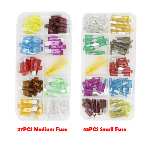 27PCS medium/45PCS small 5-40A car fuse with light boxed 32V plug-in type automotive fuse with box and clip ► Photo 1/6