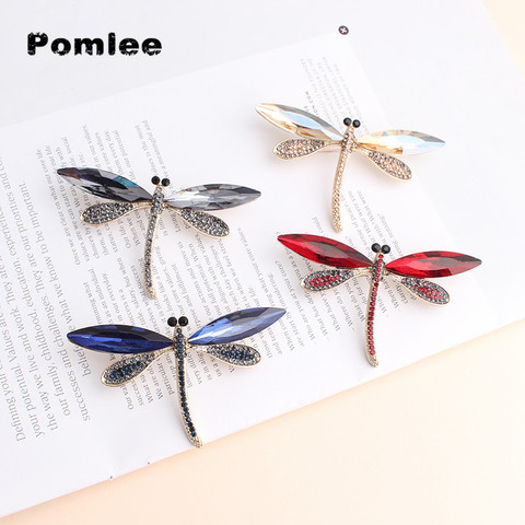 Pomlee Big Red Crystal Dragonfly Brooches for Women Large Insect Brooch Pin Fashion Dress Coat Accessories Cute Jewelry ► Photo 1/6