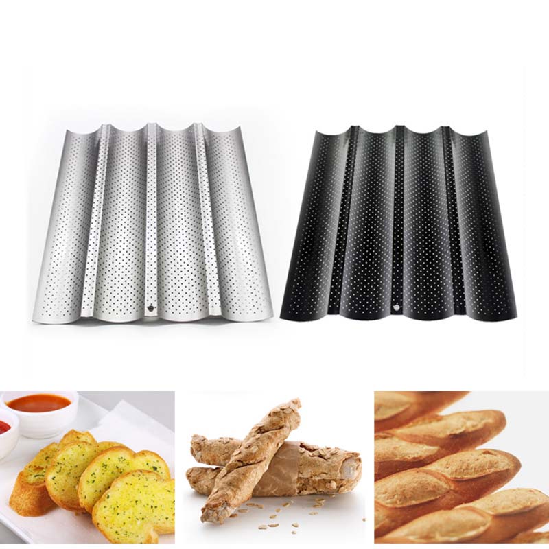 Kitchen French Bread Stick Wave Mold Cake Shop Baguette Bread Baking Mould Tray