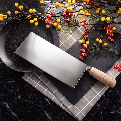 SHUOJI Top Quality Stainless Steel Kitchen Knives 4Cr14 Chinese Cleaver Knife High Hardeness Sharp Blade Wood Handle Cutter ► Photo 1/6