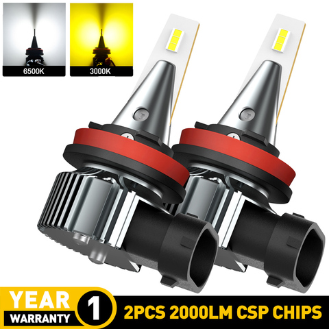 2pcs H8 H11 LED Bulb 2000LM H16JP H9 H10 LED CSP Car Fog Lights DRL Day Driving Auto Lamp 12V 24V 6500K White 3000K Gold Yellow ► Photo 1/6