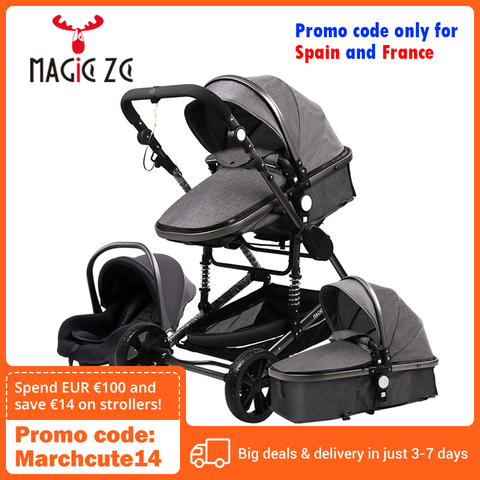 Stroller 3 in 1 Portable Travel Baby Carriage Folding Prams Aluminum Frame High Landscape Car for Newborn  Babyboomer Poussette ► Photo 1/6