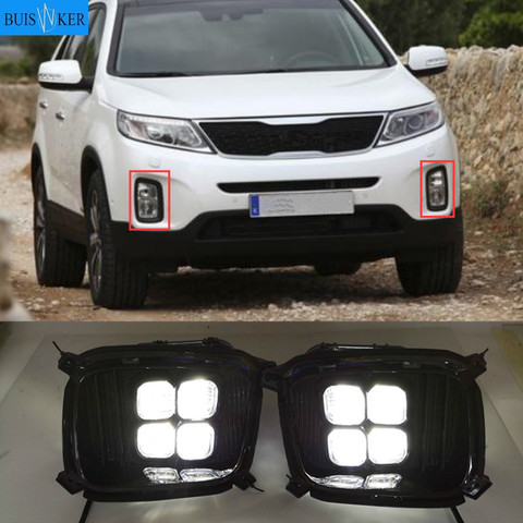 2pcs LED For KIA Sorento 2013 2014 DRL Daytime Running Light Daylight Waterproof fog lamp Cover car Styling lights ► Photo 1/3