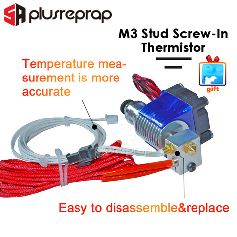 Upgraded V6 J-head Hotend Wade/Bowden Extruder with Heater M3 screw-in Thermistor Nozzle Fan Heat sink MK8 3D for Printer Parts ► Photo 1/6