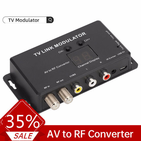 TM70 UHF TV LINK Modulator AV to RF Converter IR Extender with 21 Channel Display PAL/NTSC optional High Quality Plastic Black ► Photo 1/6