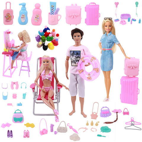 Barbies Doll Mix Doll Furniture Play Toy Hat Desk Shoes Luggage Hangers For Barbie Doll Accessories Kelly 1:12 Doll DIY Girl Toy ► Photo 1/6