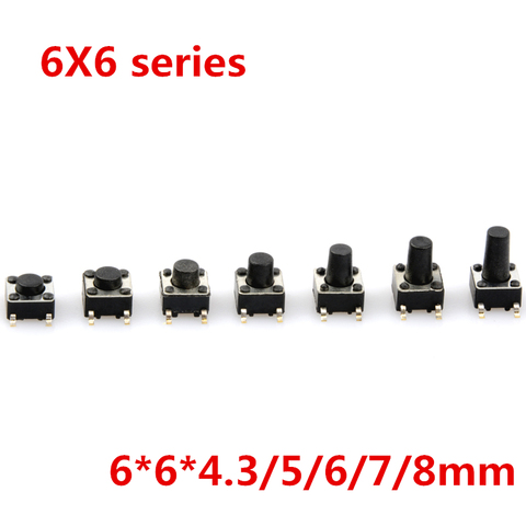 50PCS/LOT SMD 6x6x4.3/5/6/7/8MM Tactile Tact Push Button Micro Switch Momentary Push Button 6x6x4.3MM 6x6x5MM 6x6x6MM 6x6x8MM ► Photo 1/4