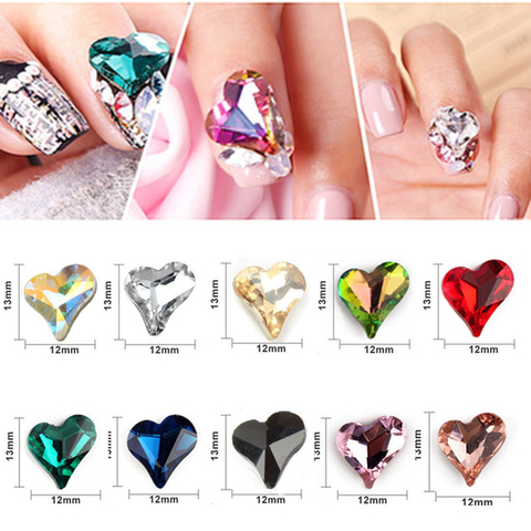 new 30 pcs nail art heart diamond jewelry 12x13mm pointed bottom shaped gems big Peach Heart Shap Diamond Nails Decorations ► Photo 1/6