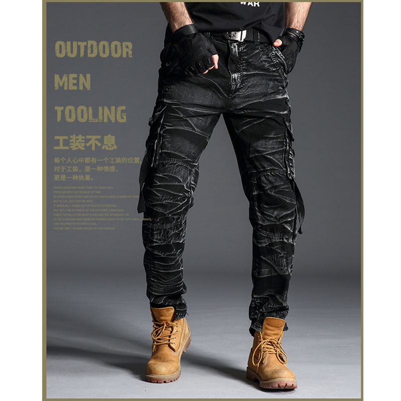Mens Fashion Casual Outdoors Cotton Multi-Pocket Work Trouser Cargo Long Pants,