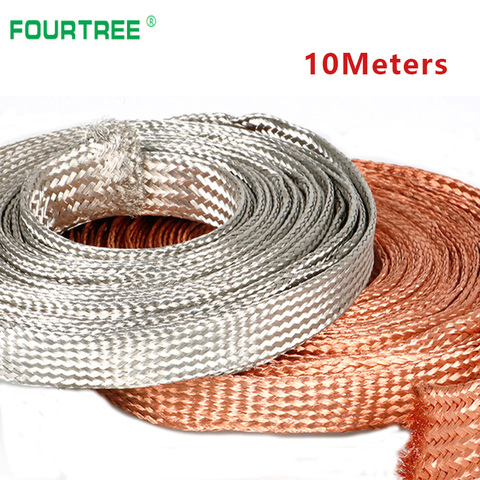 10Meters Pure Copper Tinned Bare Ground Braid Lead Wire Metal Sheath Screening Signal Wire Cable Shielded 1.5-12mm2 Width 4-20mm ► Photo 1/6