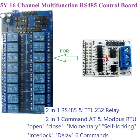 16ch Multifunction RS485 RS232(TTL) PLC Modbus Rtu Module IO  Control Switch Board for 5V 12V 24V Relay Board Motor LED ► Photo 1/6