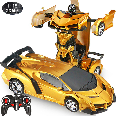 1:18 24CM RC Car 2 in 1Transformation Robots Cars Sports Driving Vehicle One-key Deformation Remote Control Car Toy for Boys F04 ► Photo 1/6