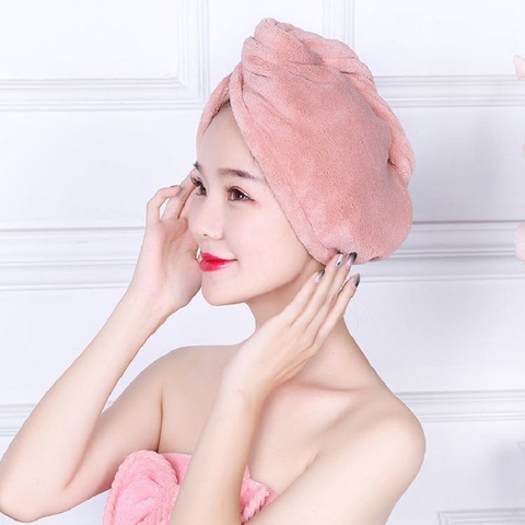 Microfiber Shower Cap Shower Hair Drying Wrap  Girls Lady's Towel Quick Dry Hair Hat Cap Turban Head Wrap Bathing Tools ► Photo 1/6