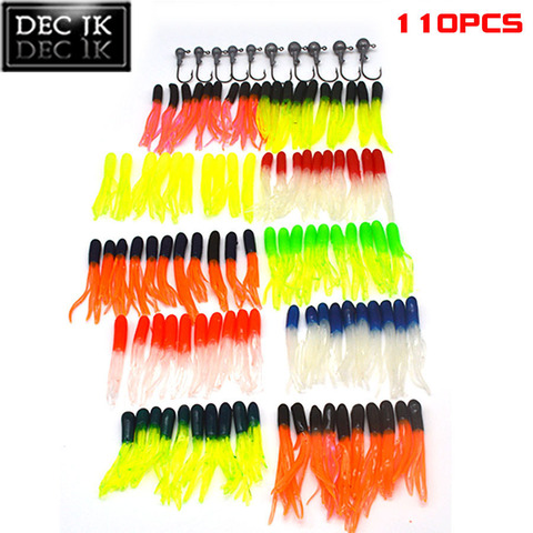 110PC Soft Silicone Lures Set For Fishing Carp Shad Trout Lead Jig Head Hooks Soft Plastic Fake Artificial Bait Lot In River ► Photo 1/6