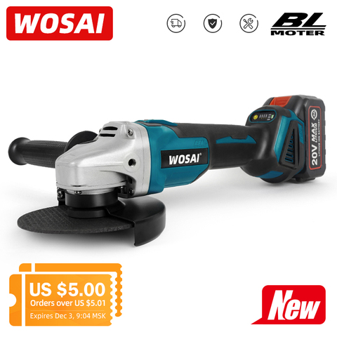WOSAI 20V 125mm 4 Speed Brushless Electric Angle Grinder Grinding Machine Cordless Power Tool 4.0AH Li-ion Battery ► Photo 1/6