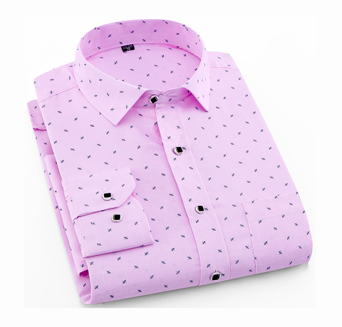 Men's Long Sleeve Print Plaid Shirt Spring Summer Slim Fit Dress Shirts Brand Male Clothing M-5XL ► Photo 1/6