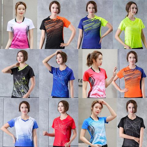 2022 Badminton shirts Women , sport shirt Tennis shirts For Girls , Female table tennis tshirt , Quick dry Ping Pong tshirts Kit ► Photo 1/6